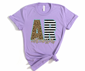 Arkansas Leopard and Stripes Graphic Tee