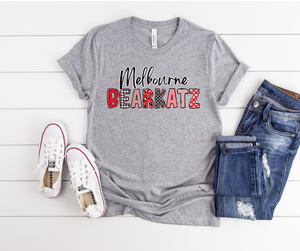 Melbourne Bearkatz Red and Black on Gray Graphic Tee