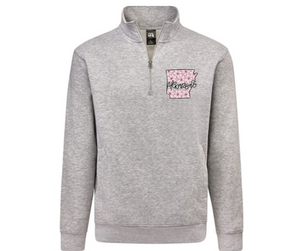 Arkansas Pink Flowers Quarter Zip Gray Pullover