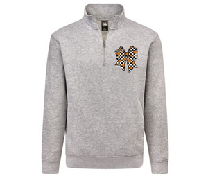 Basketball Bow Quarter Zip Gray Pullover