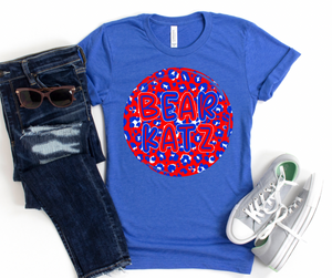 Bearkatz Red and Blue Leopard Circle Graphic Tee