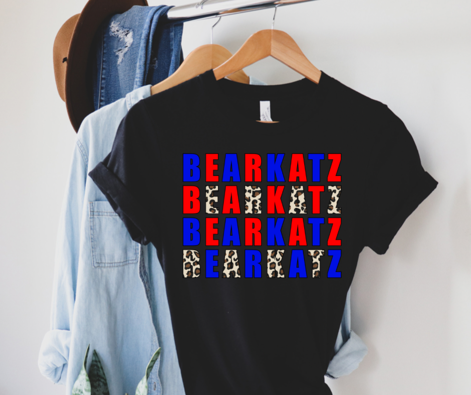 Leopard Red and Blue Bearkatz Graphic Tee
