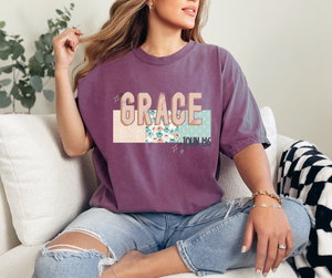 Grace John 1:16 Berry Comfort Colors Graphic Tee