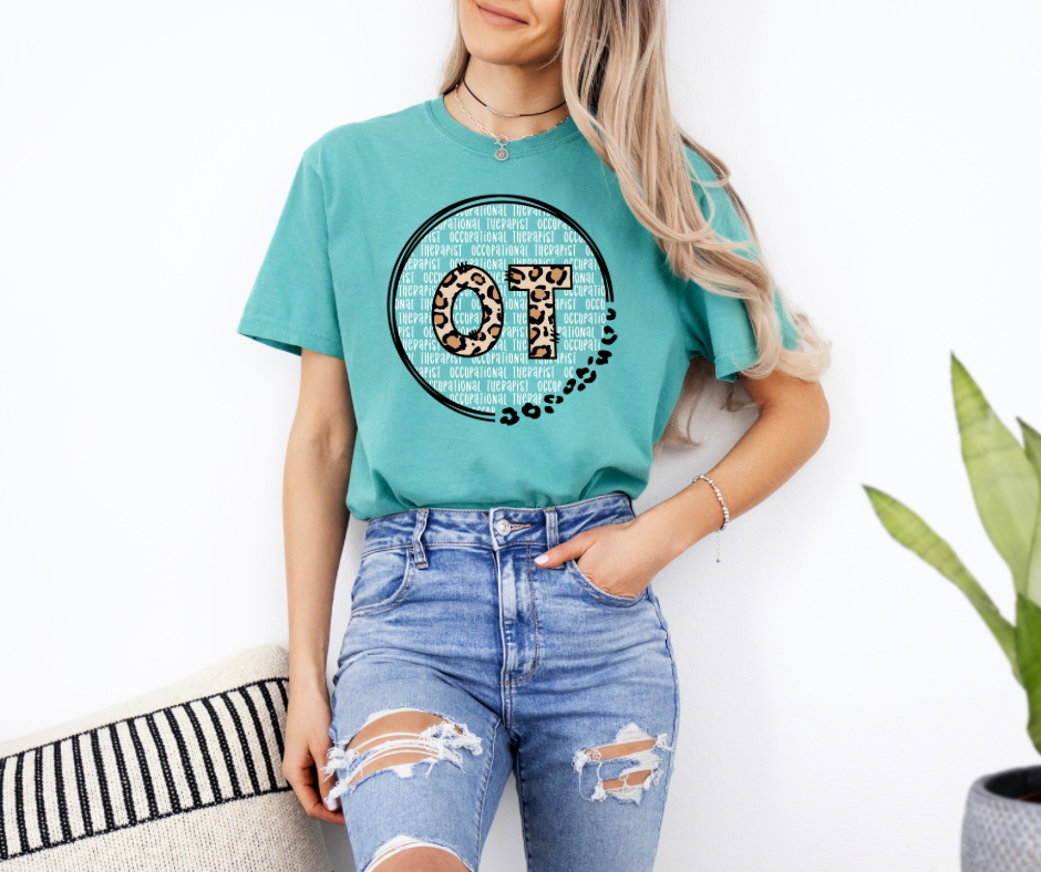 Occupational Therapy OT Leopard Print Comfort Colors Graphic Tee