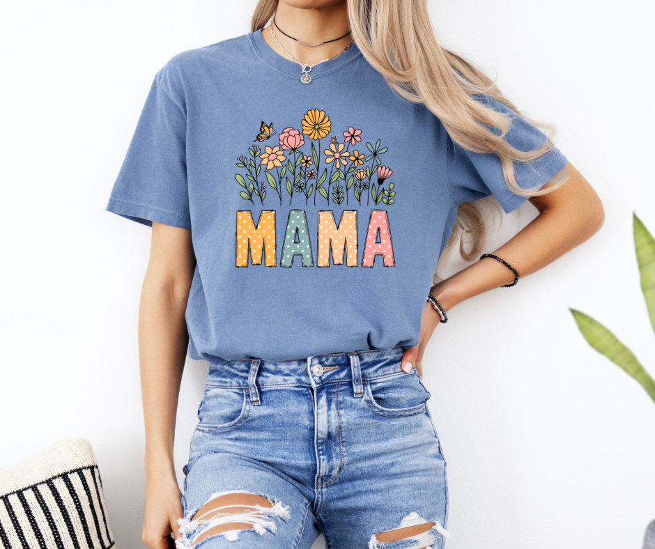 Mama Flowers Comfort Colors Graphic Tee