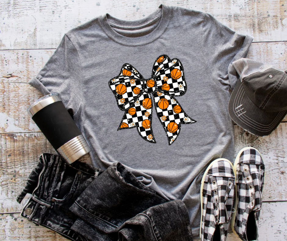 Basketball Coquette Bow Bella Canvas Graphic Tee