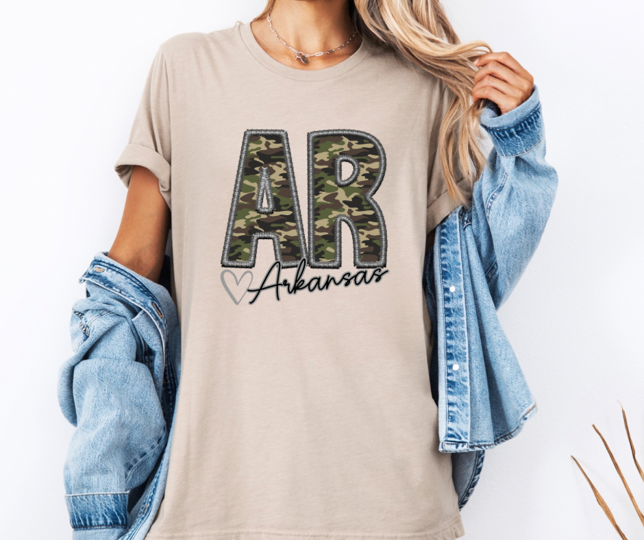 Arkansas AR Camo Bella Canvas Graphic Tee