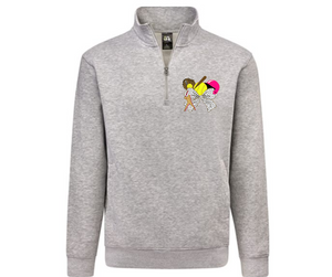 Softball Bow Collage Quarter Zip Gray Pullover