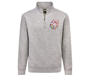 Volleyball Bow Quarter Zip Gray Pullover