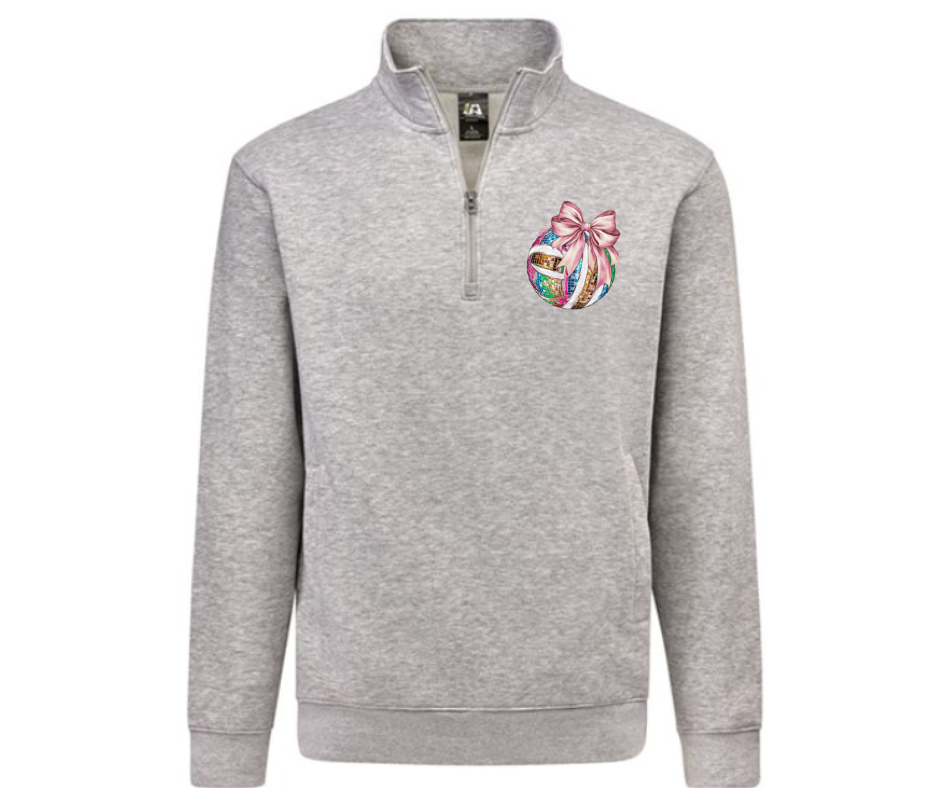 Volleyball Bow Quarter Zip Gray Pullover