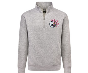 Soccer Bow Quarter Zip Gray Pullover
