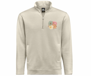 Floral Khaki Quarter Zip Gray Pullover