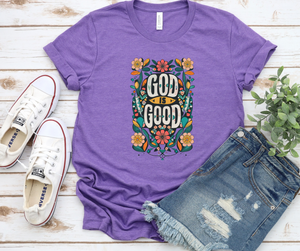 God Is Good Purple Bella Canvas Graphic Tee
