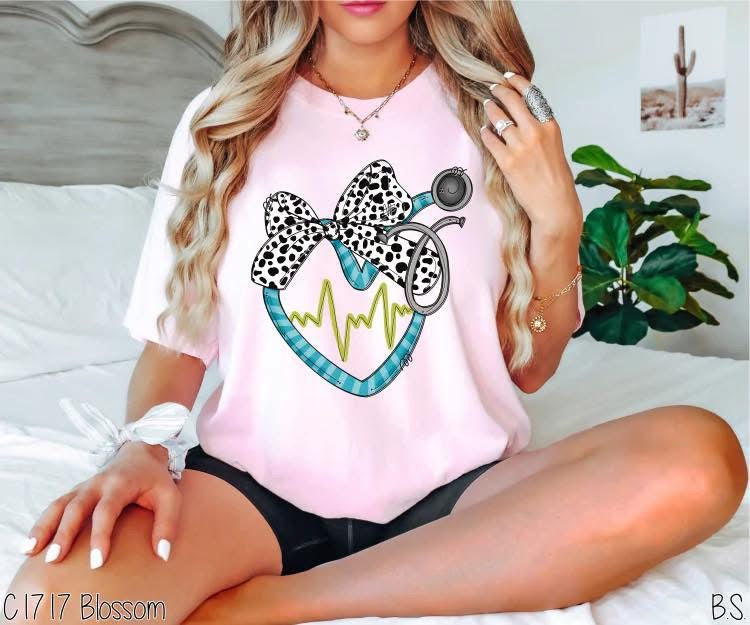 Nurse Heart Stethoscope Comfort colors Graphic Tee