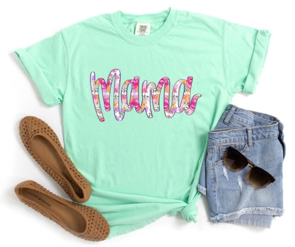 Mama floral Comfort colors Graphic Tee