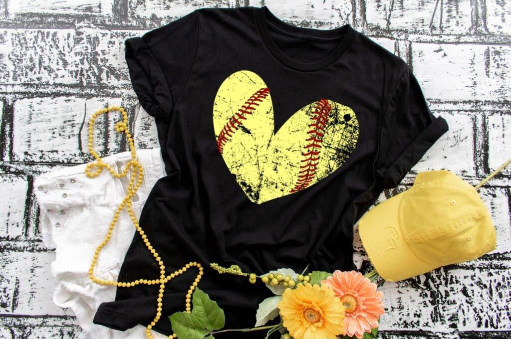 Softball Heart Graphic Tee