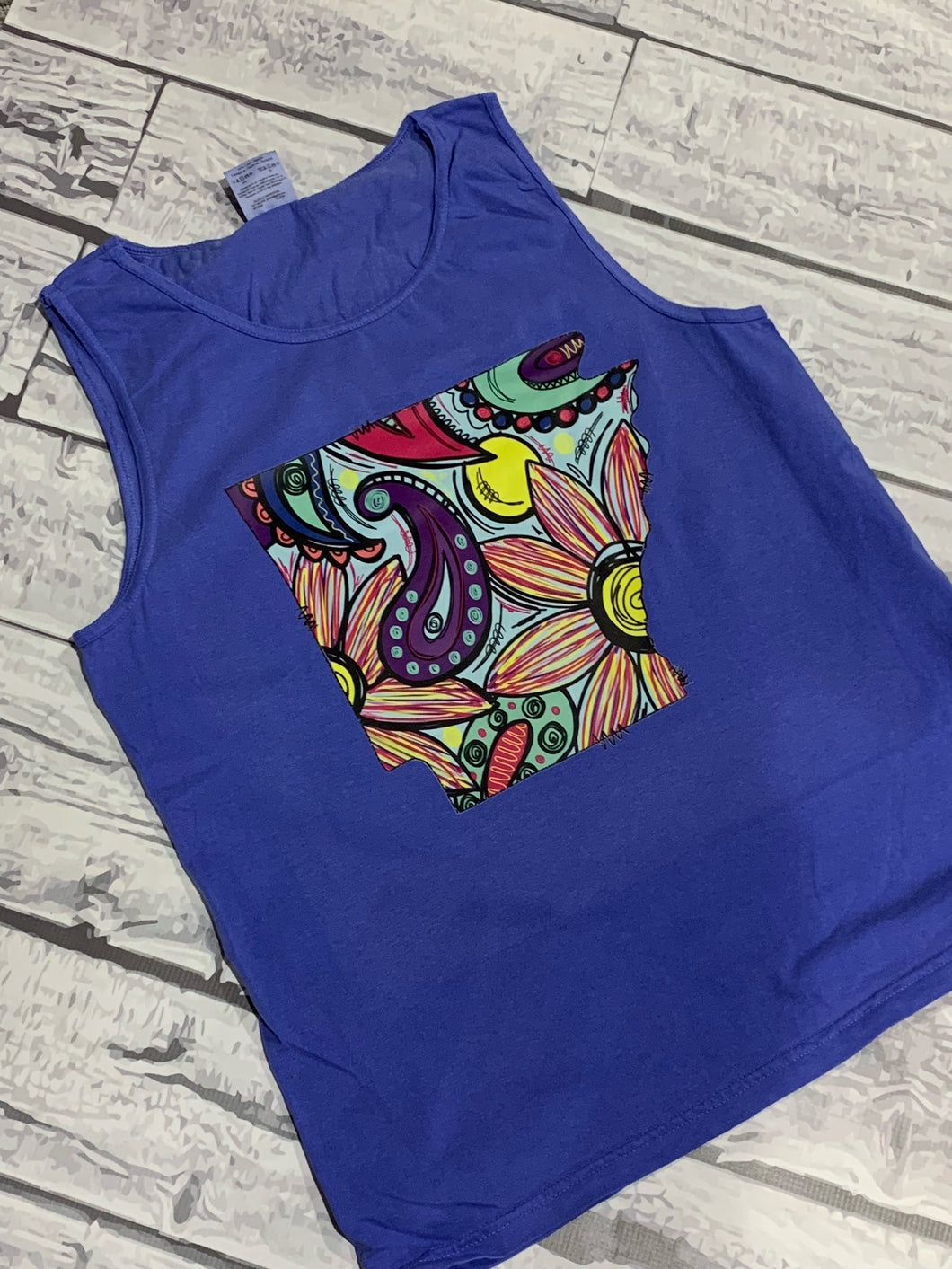 Arkansas Colorful State Outline Comfort Colors Tank